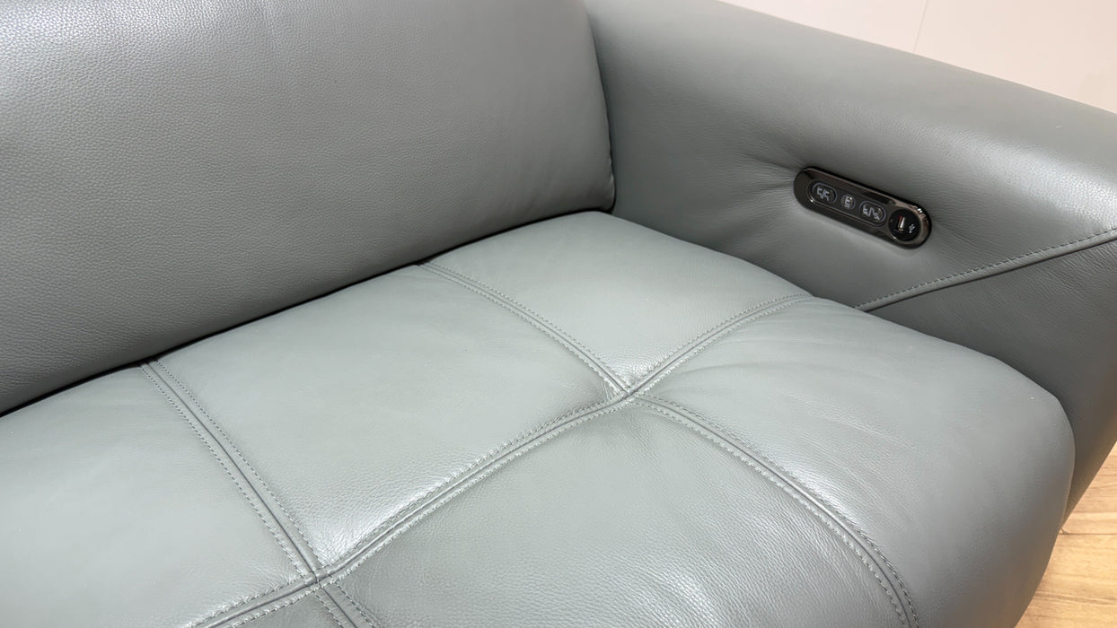Sofology Marvella Leather 3 Seater Cinema Console Power Recliner/Headrest x 2 in Trusty Sheen Granite Teal