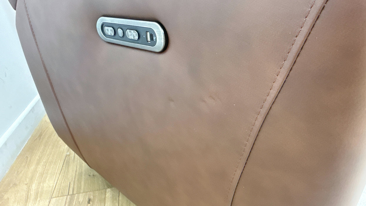 Sofology Bradie Leather 2 Seater Power Recliner/Headrest in Trusty Embossed Chestnut