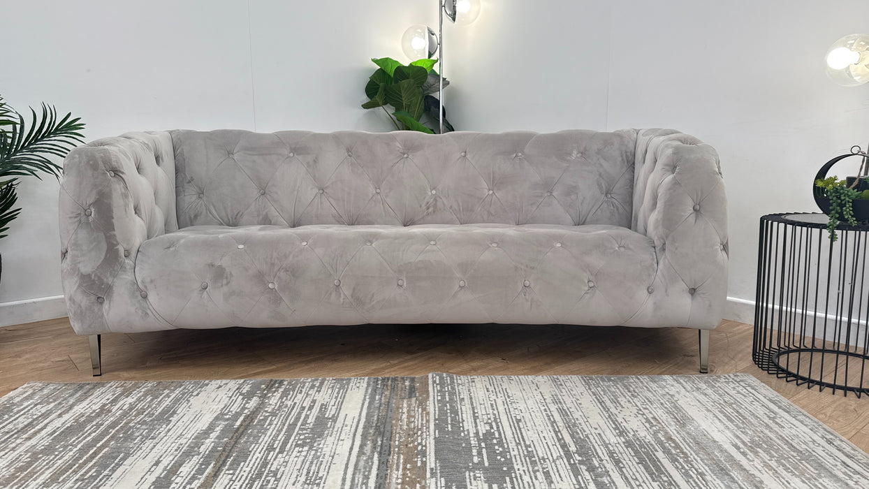 Sofology The Alchemist 3 Seater Fabric Sofa in Plush Silver
