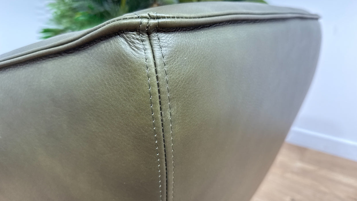 Sofology Adler Leather Swivel Chair in Relaxed Soft Olive