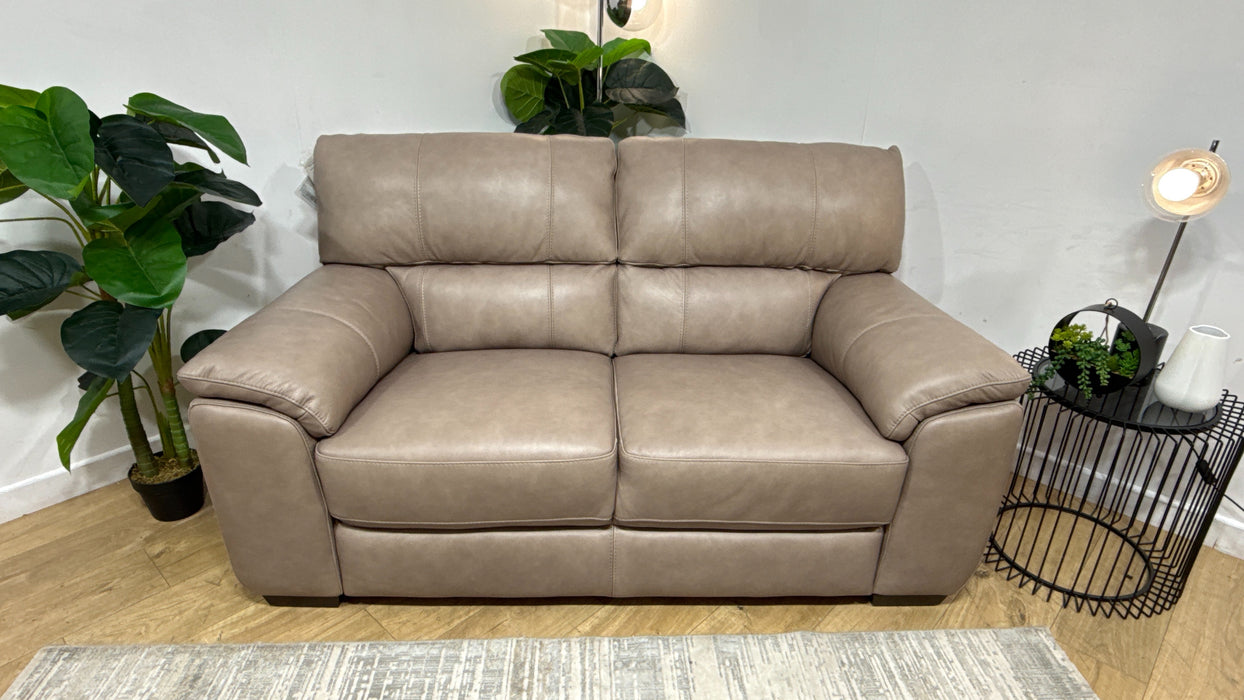 Sofology Santina Leather 2 Seater in Relaxed Soft Stone