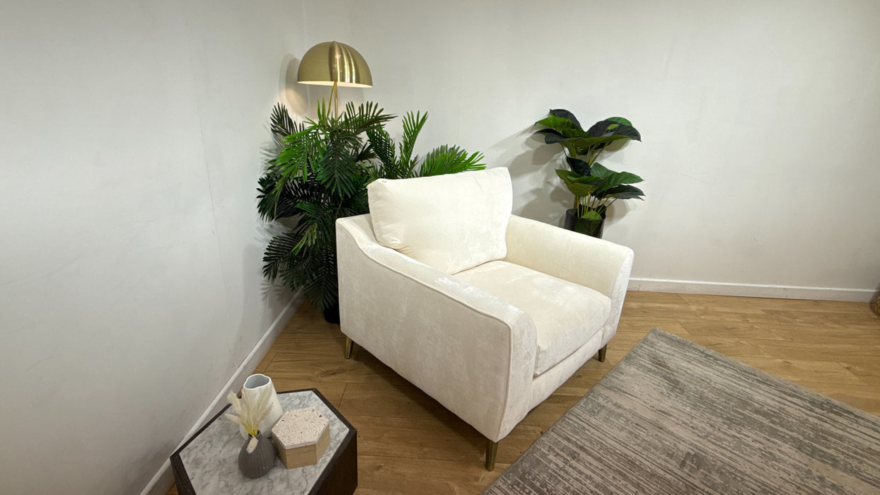 Sofology Mayfair Fabric Chair Foam Seat in Luxury Chenille Milk/Pearl Mix
