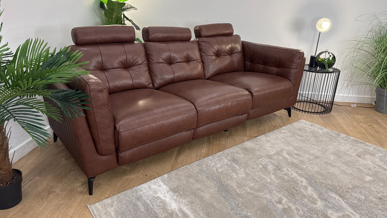 Sofology Muse Leathe 3 Seater in Chestnut