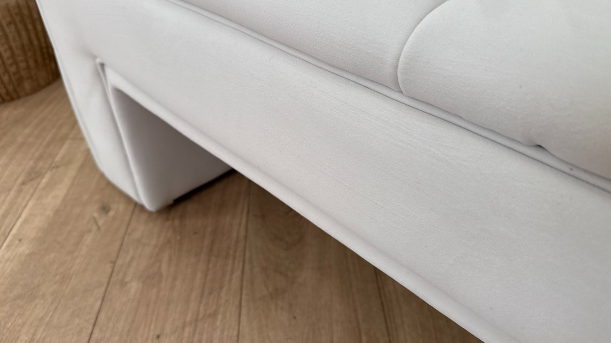 Sofology The Oscar Fabric Footstool in Fine Textured Chenille Ecru All Over