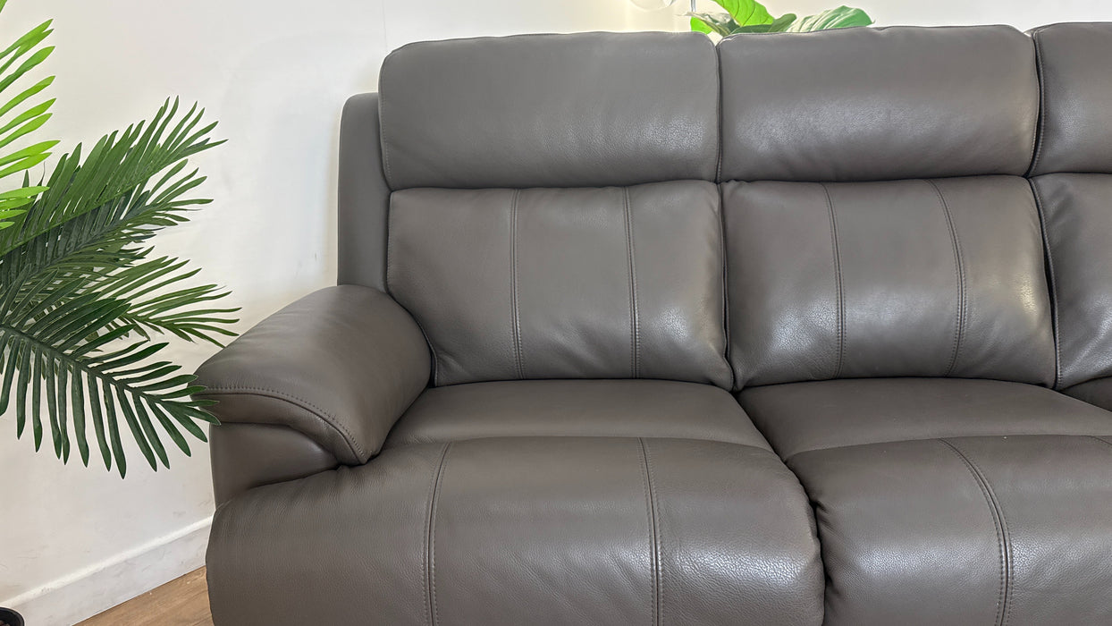 Sofology Gracie Leather 3 Seater in Railings Grey