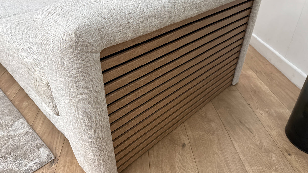 Sofology Cove Fabric Chaise Small Light Wood Panel in Artisan Chenille Ecru Mix