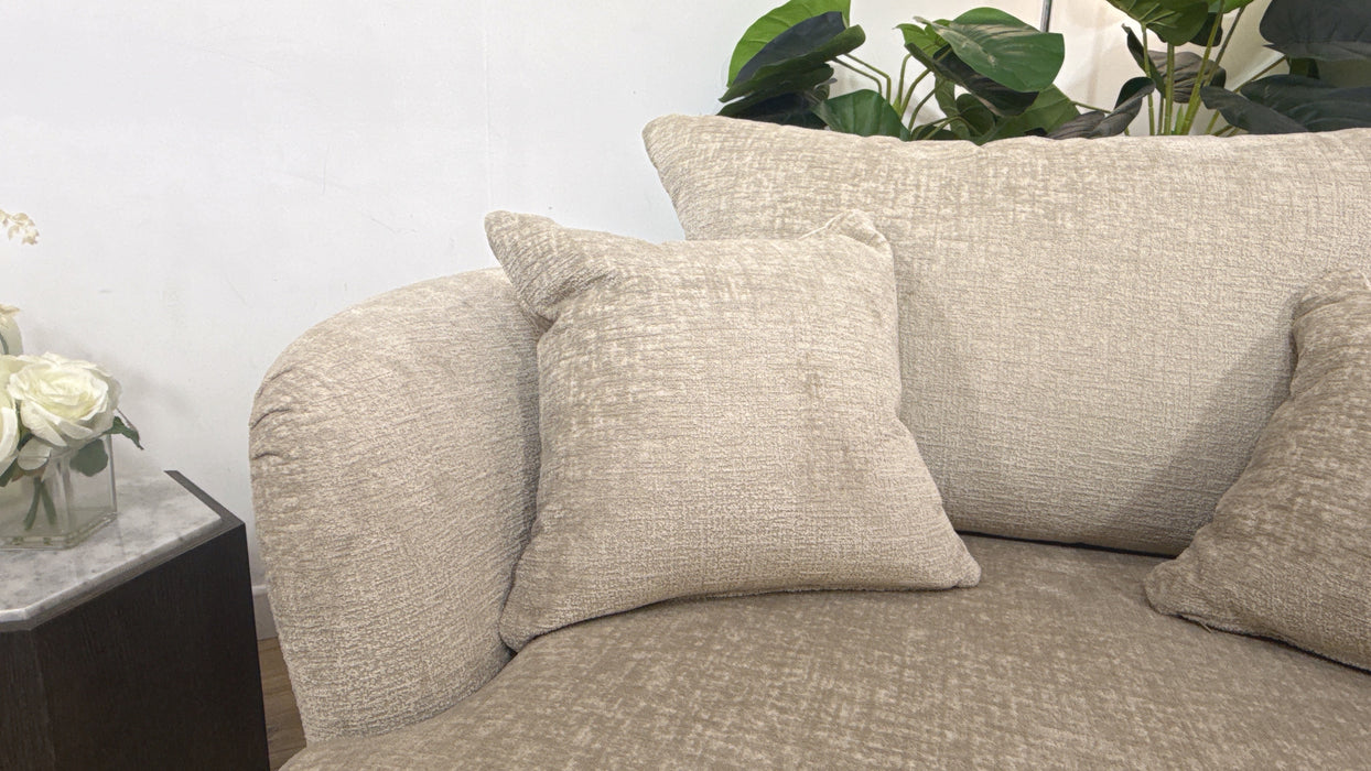 Sofology Majestica Fabric Cuddler Swivel Chair in Teddy Chenille Natural
