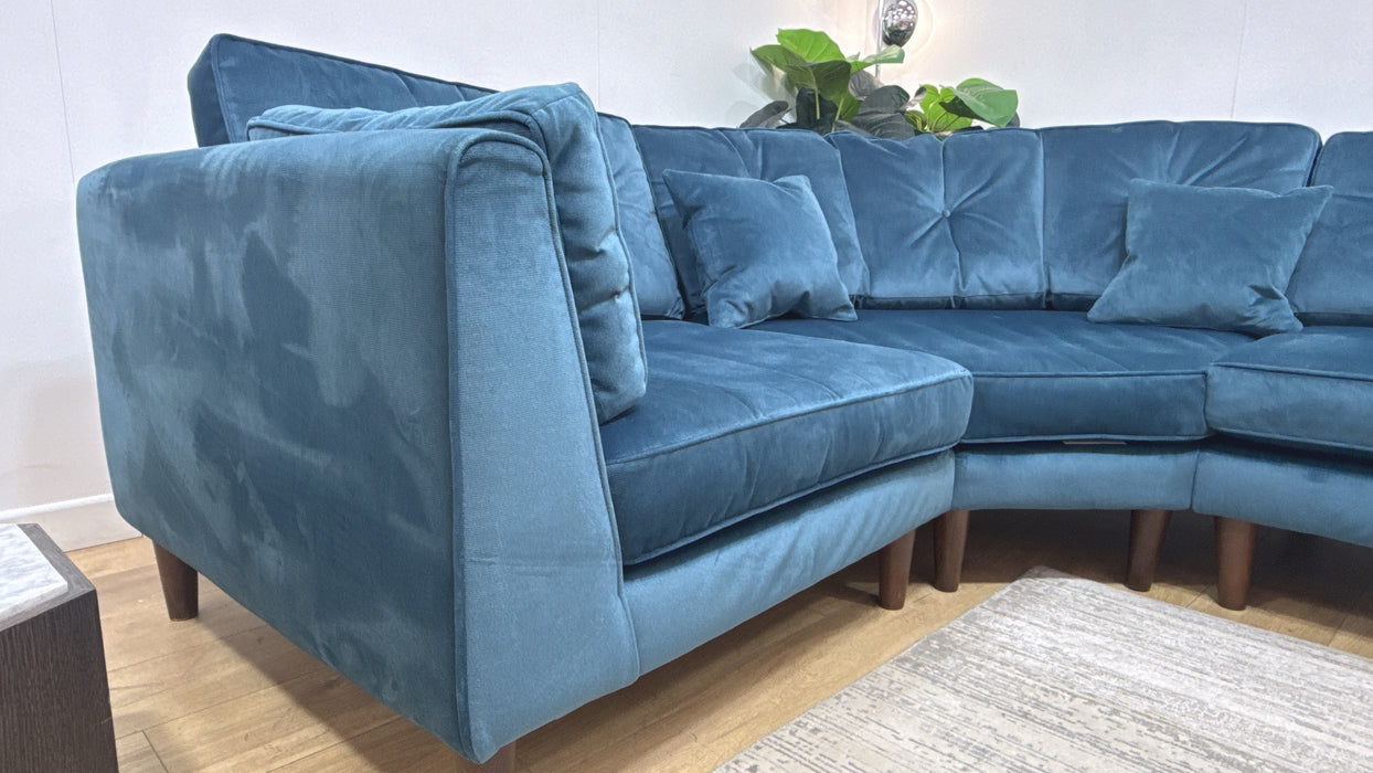 Sofology Cricket Fabric 1 Corner 1 in Teal Velvet
