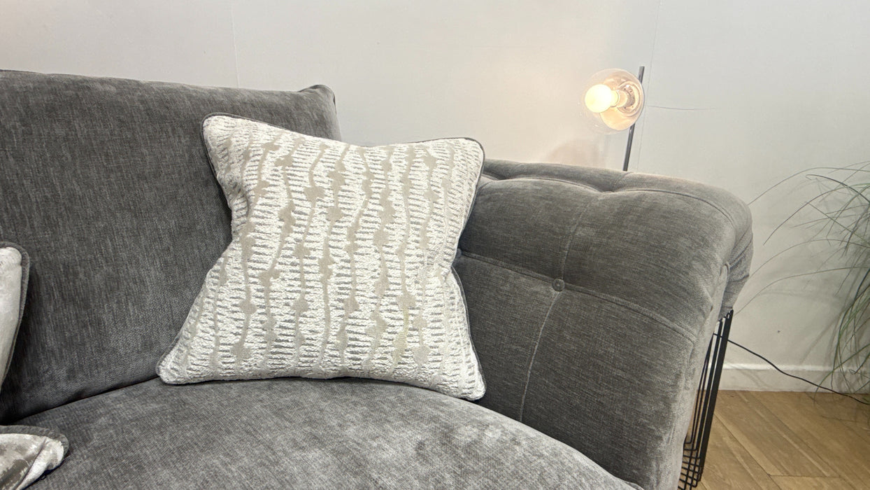 Sofology Highgrove Fabric 3 Seater Full Back Extra Flex Seats in Luxury Deep Pile Chenille Grey Mix