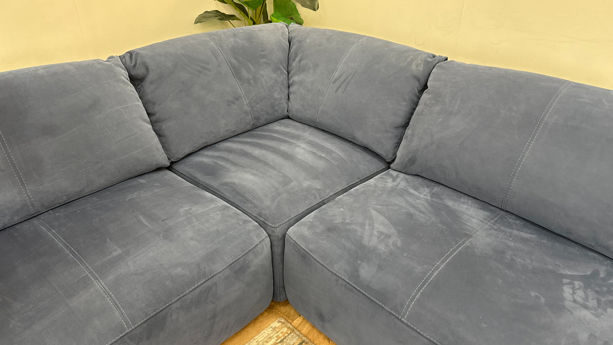 Sofology Tessuto Fabric 3 Corner 1 in Lifestyle Nubuck-Feel Blue