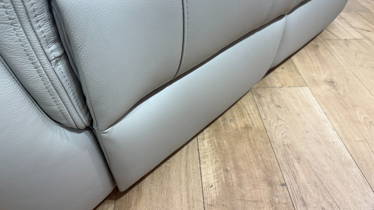Sofology Bradie Leather 2 Seater Power Recliner/Headrest in Trusty Embossed Light Grey