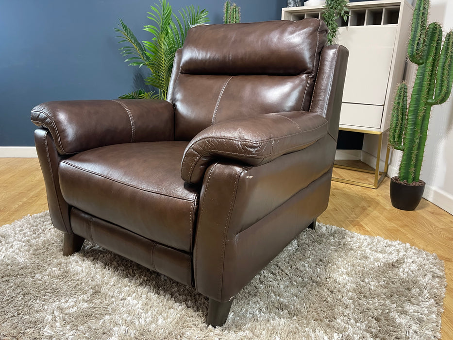 Lucca Metz Dark Brown Leather Chair Power Recliner (WA2)