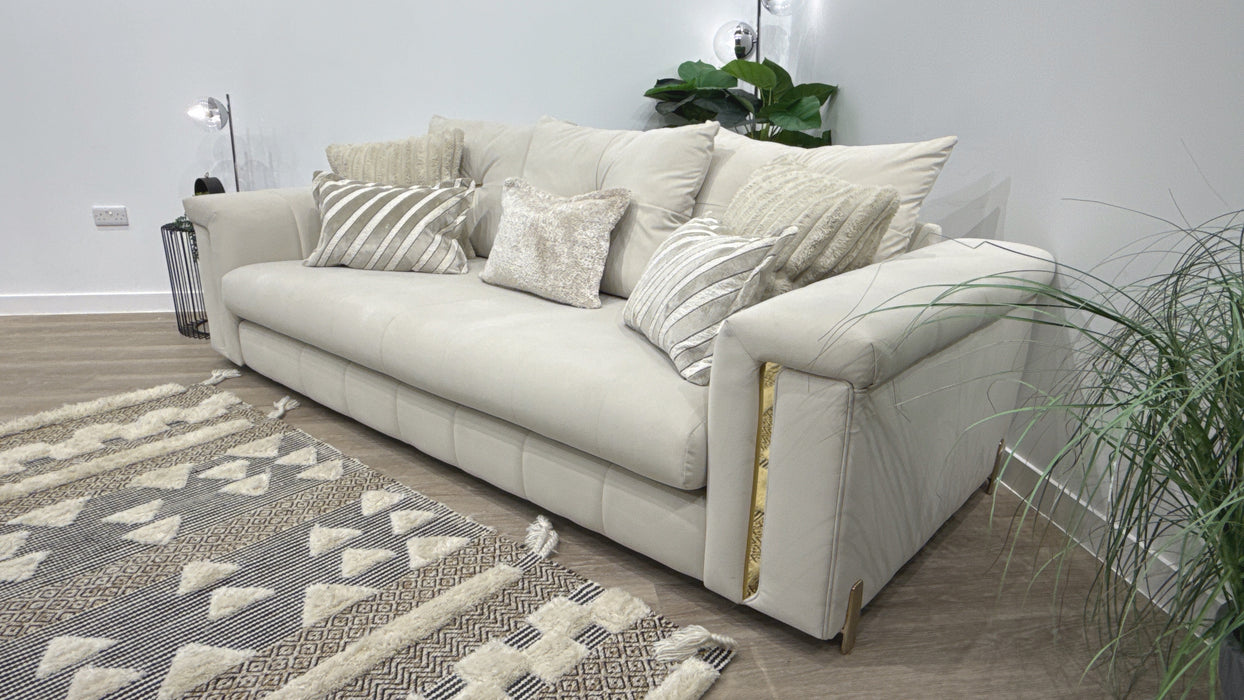 Sofology Oscar 4 Seater Fabric Sofa in Super Matt Velvet Ecru