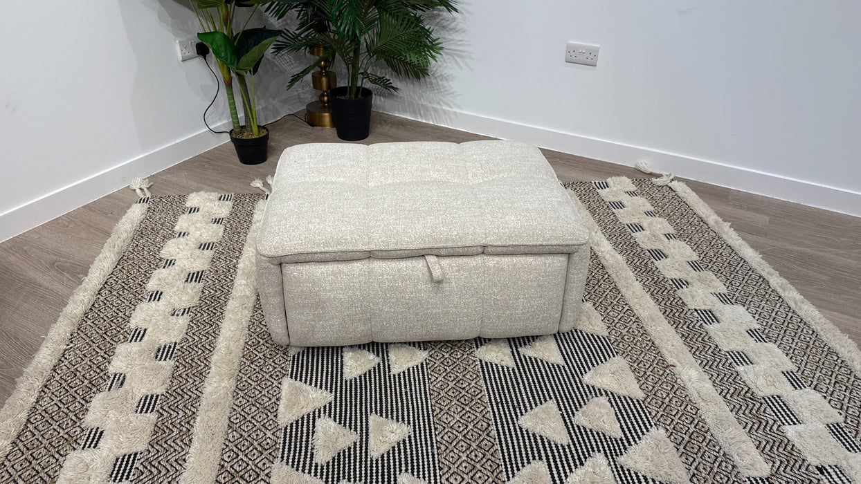 Sofology Moritz Large Bench Fabric Footstool in Cream