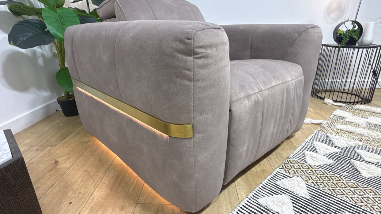 Sofology Lumiere Fabric Chair Power Recliner/Headrest in Lifestyle Flecked Nutmeg