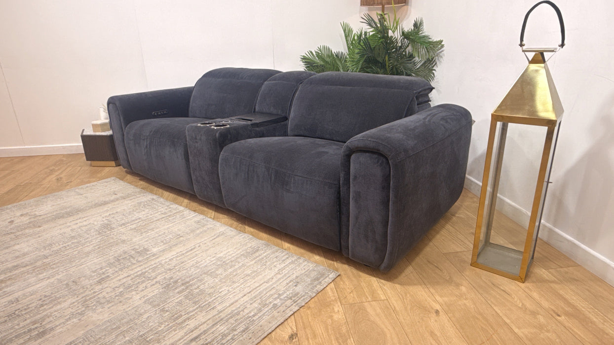 Sofology Premiere Fabric 2.5 Seater Smart Console Power Recliner/Headrest in Relaxed Chenille Ink