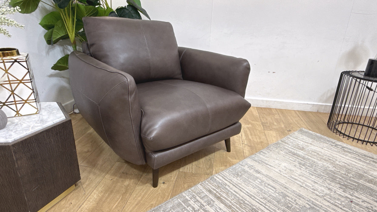 Sofology Adler Leather Chair in Relaxed Soft Black Coffee
