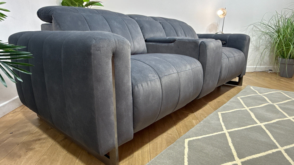 Sofology Paramount Fabric 2.5 Seater Console Power Recliner/Headrest Heated Seats Speakers in Lifestyle Flecked Charcoal
