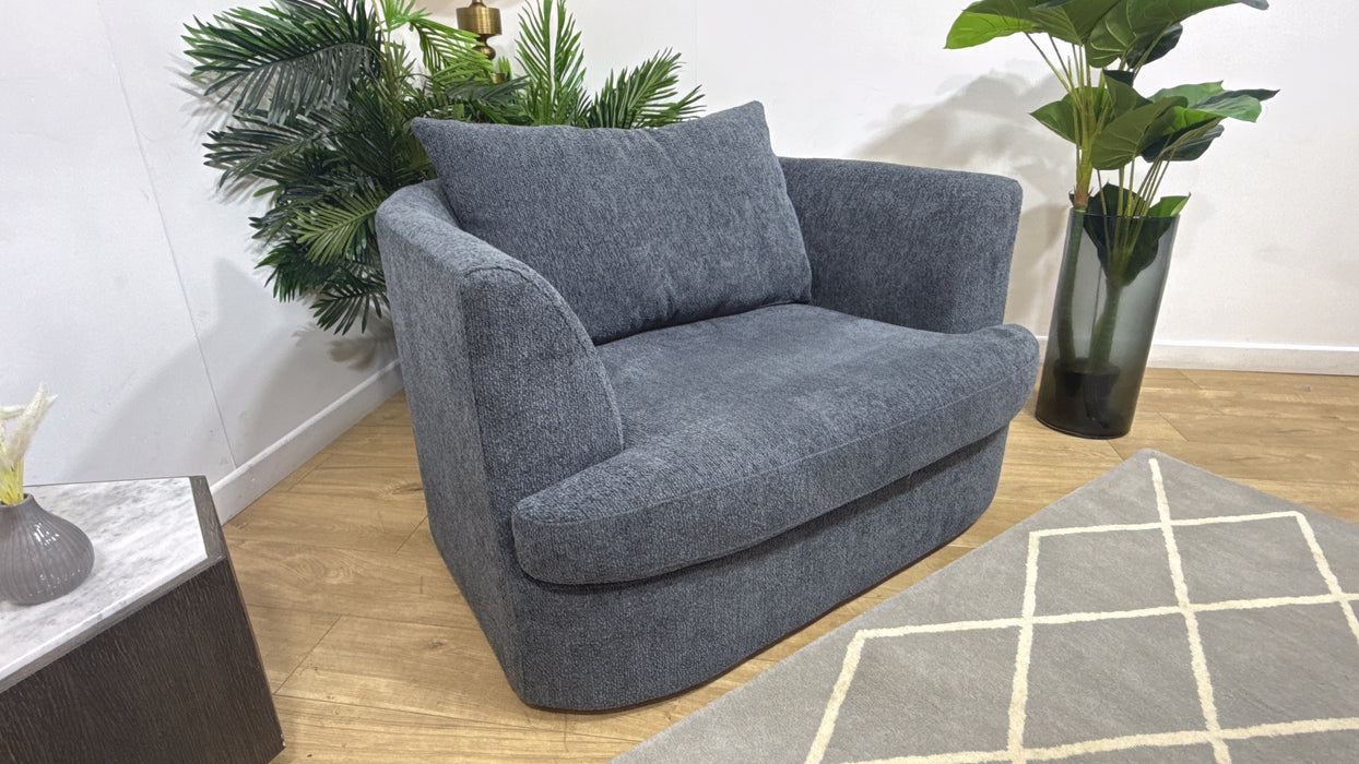 Sofology Chloe Fabric Loveseat Full Back in Soft Boucle Anthracite Mix