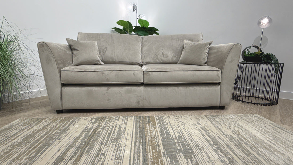 Sofology Keswick Fabric 3 Seater Sofabed Zoned Memory Foam Mattress in Deluxe Velvet Pebble