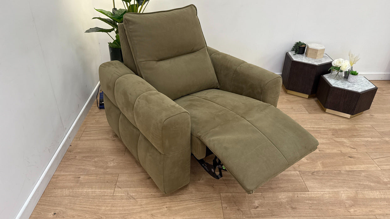 Sanctuary Fabric Chair Power Recliner in Lifestyle Nubuck Feel Fabric Moss