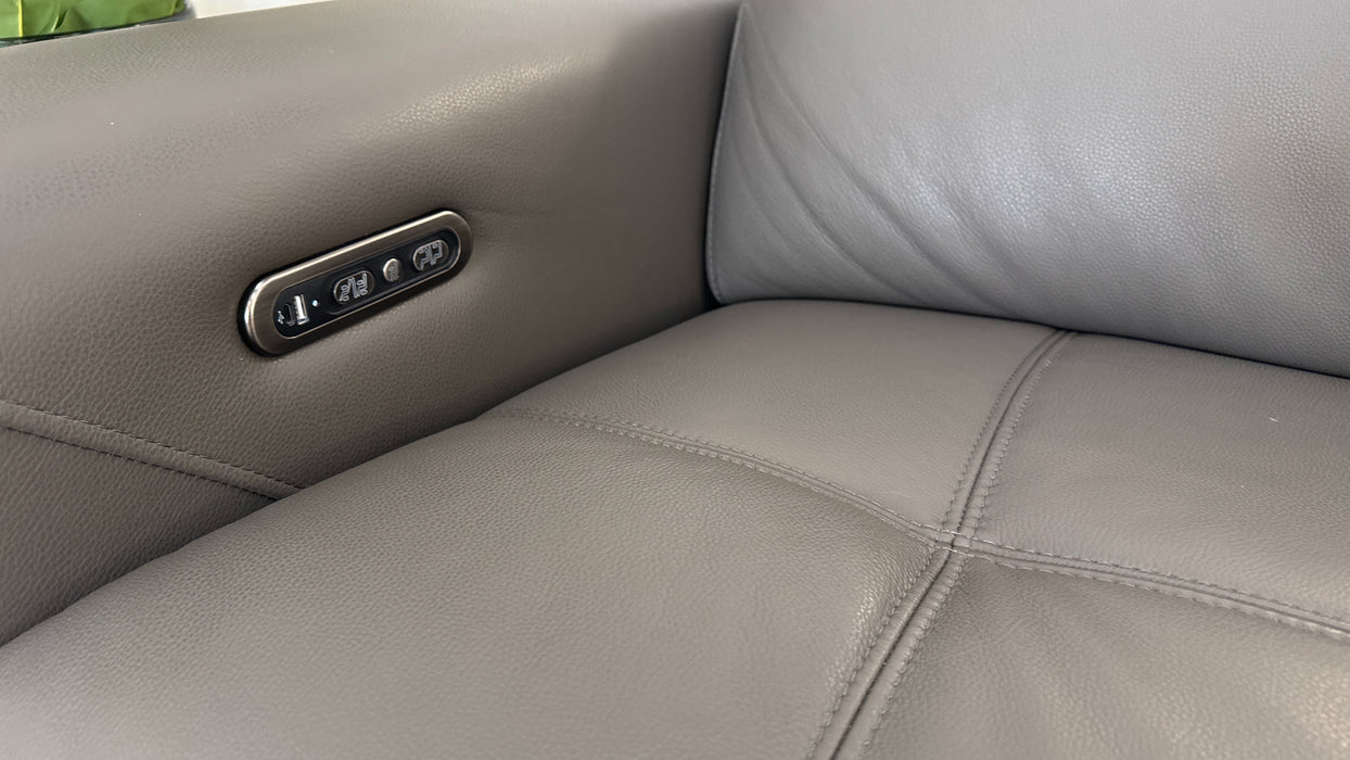 Sofology Marvella Leather 2.5 Power Recliner/Headrest in Trusty Sheen Storm