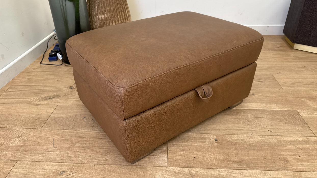 Sofology Downtown Leather Storage Footstool in Character Tan