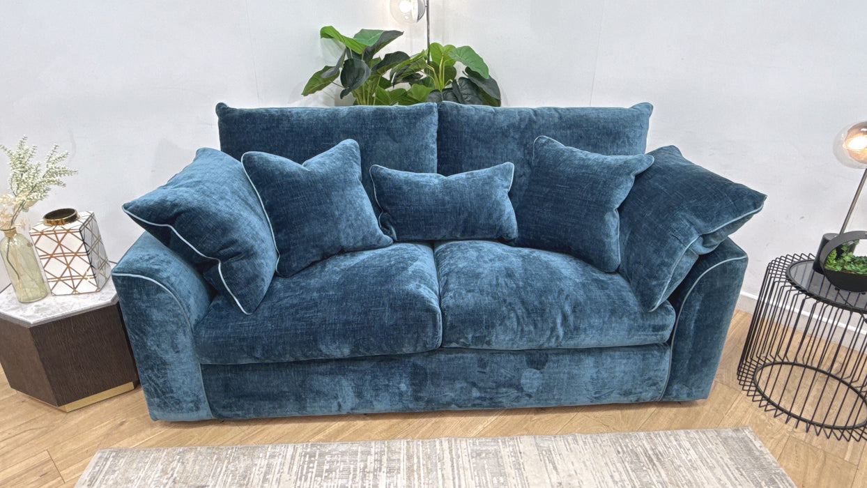 Sofology Georgio Fabric 3 Seater Sofa Bed Feather Flex Interior in Luxe Chenille Teal Mix