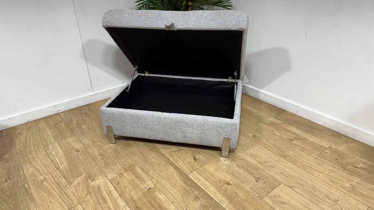 Sofology Westwood Fabric Storage Footstool in Soft Boucle Silver
