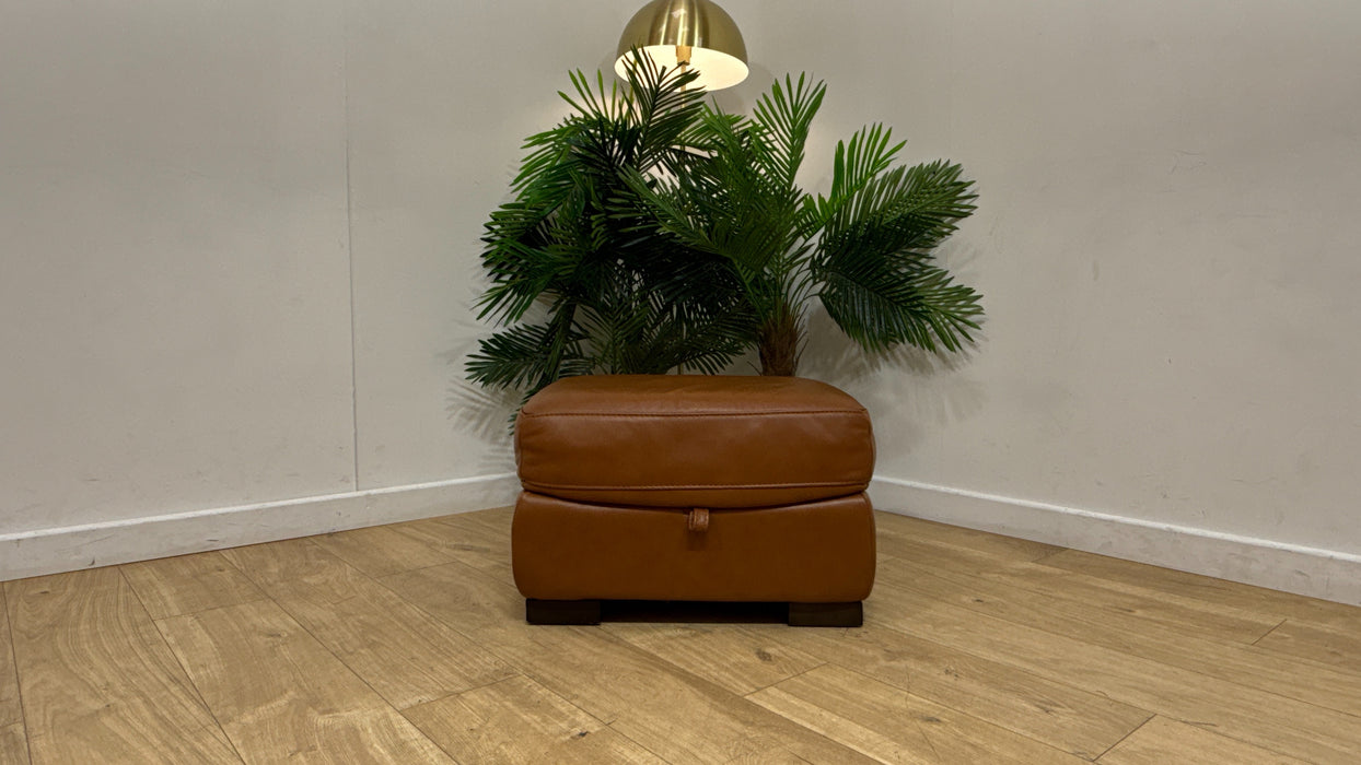 Sofology Laurence Leather Storage Footstool in Relaxed Embossed Cognac