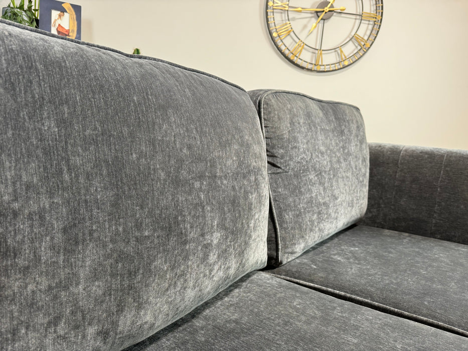 Crystal 2 Seater Full Back Fabric Sofa - Pellier Charcoal/Denny Steel Mix - (WA2)