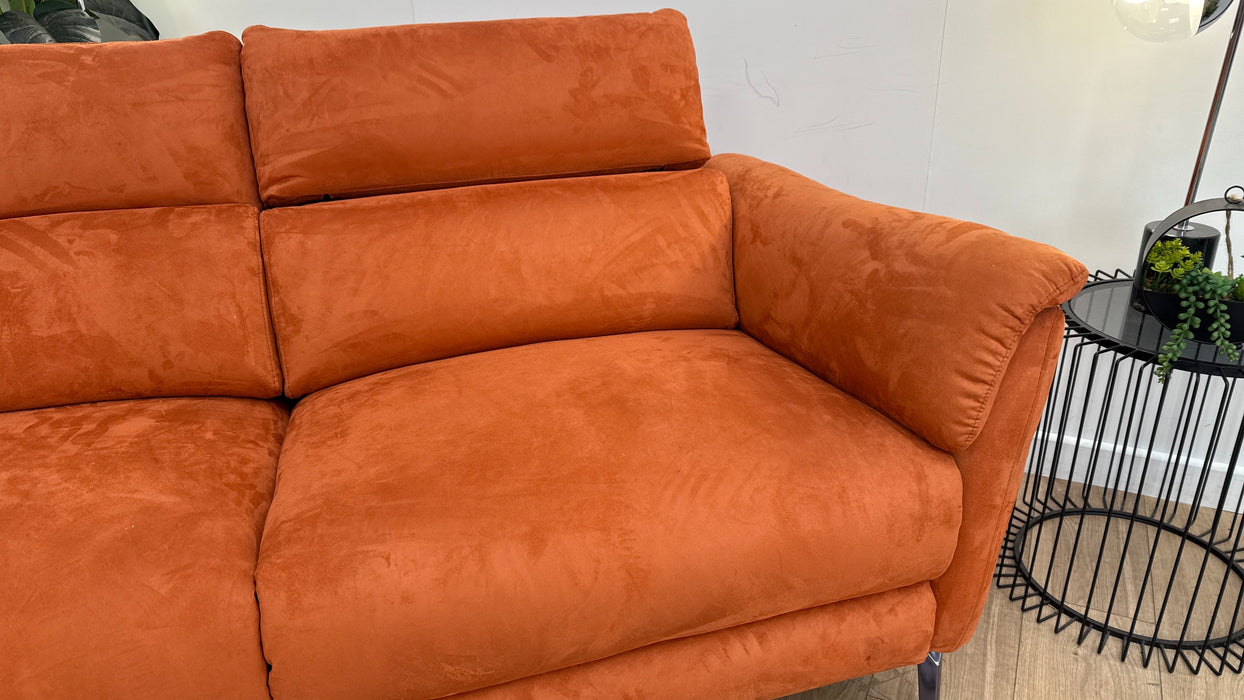 Sofology The Missouri 3 Seater Recliner Chaise in Lifestyle Plush Fabric Burnt Orange