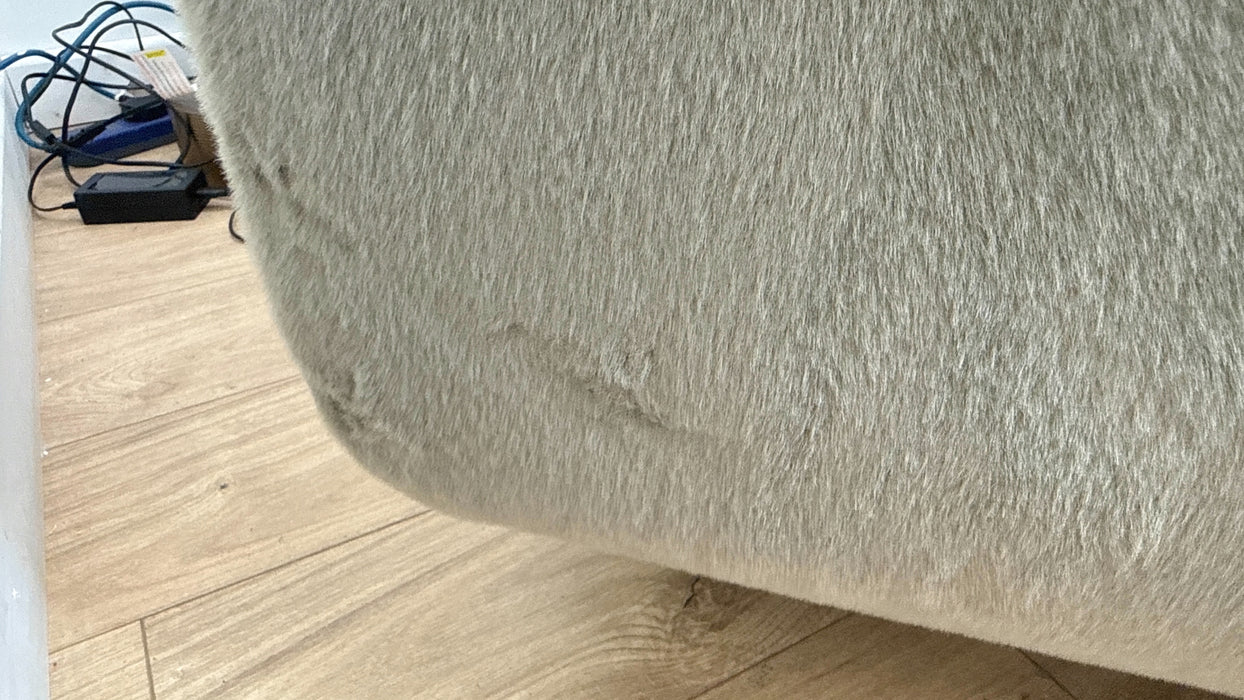 Sofology Chamonix Loveseat in Soft Short Pile Faux Fur Sage Mix