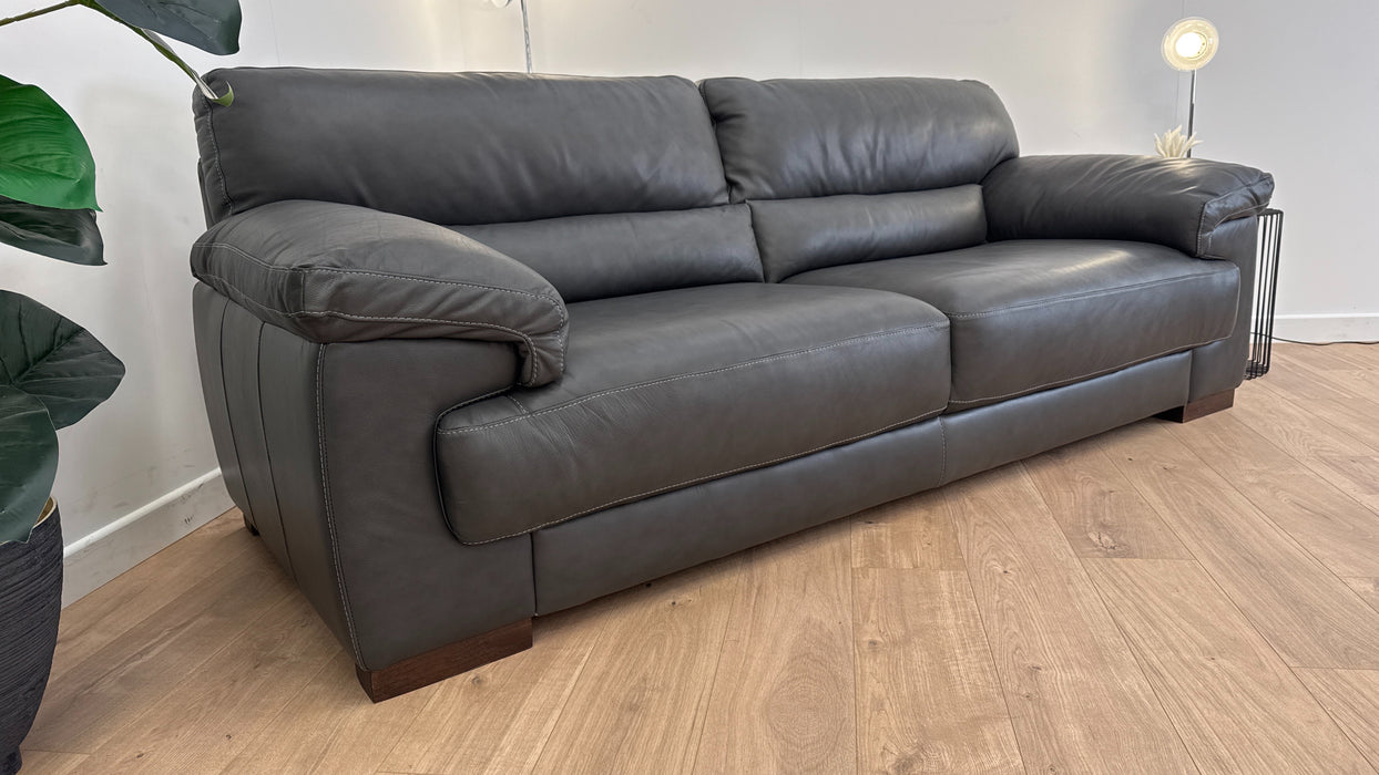 Santino 3 - Leather Sofa - Caruso Slate