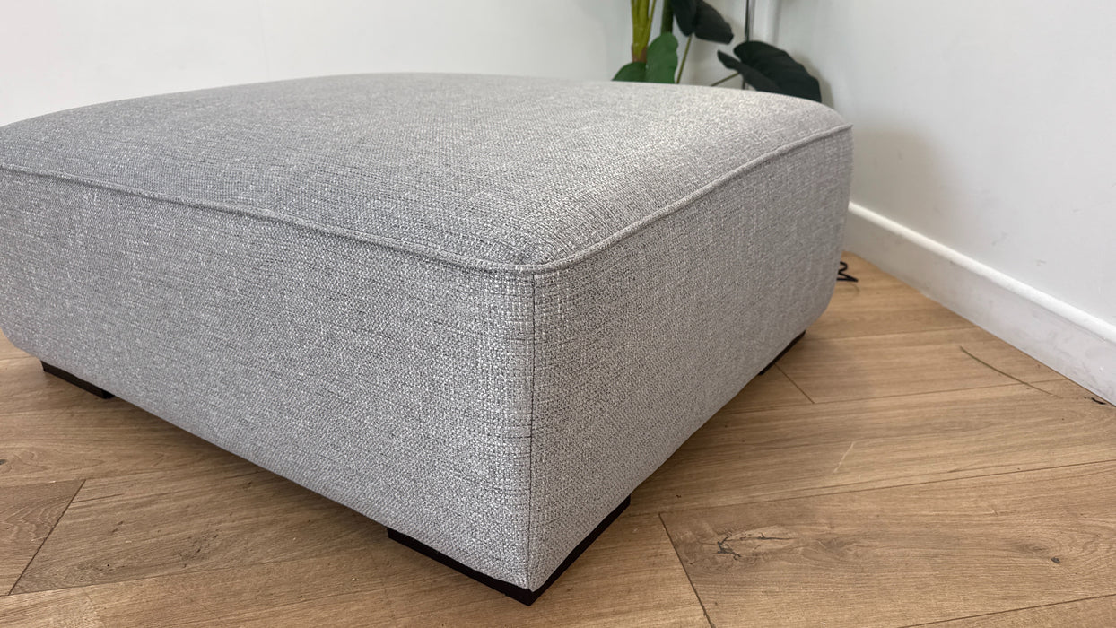 Sofology Russo Fabric Designer Footstool in Lustre Weave Zinc