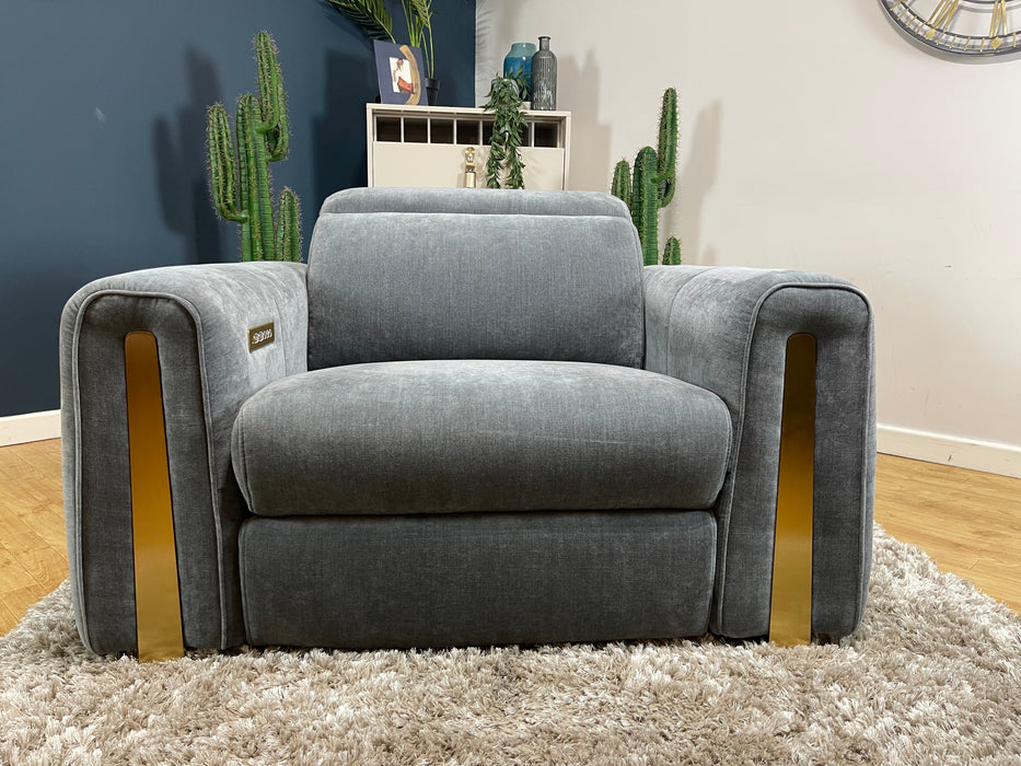 Kingsbridge Love Seat Relaxed Charcoal Chenille Fabric - Power Reliner Power Headrest (WA2)