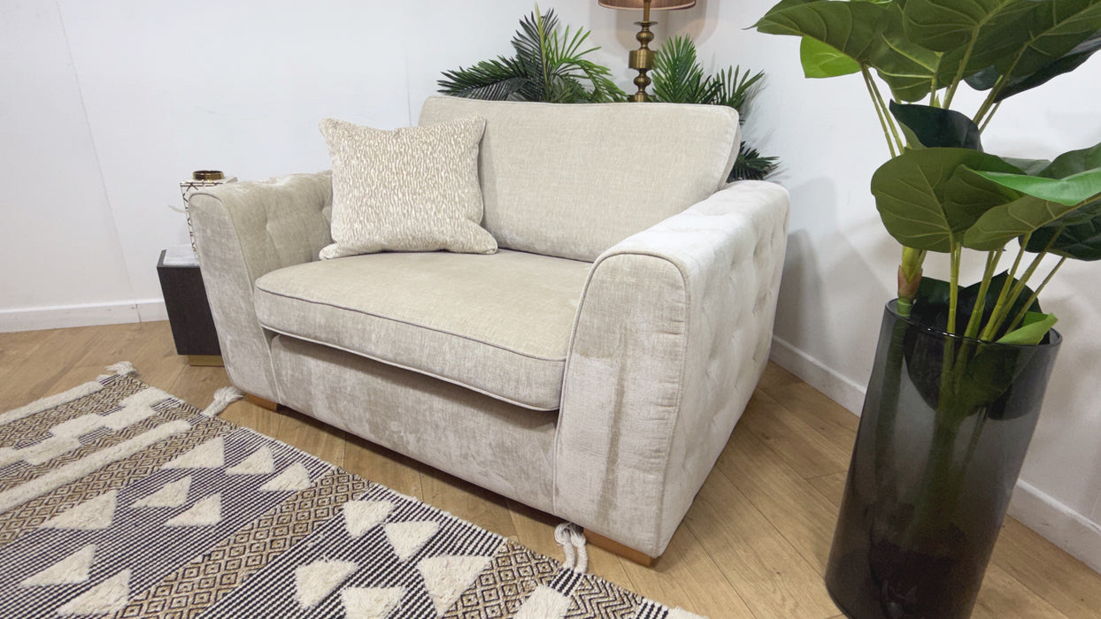 Sofology Valentina Fabric Loveseat Full Back Foam Seat in Luxury Chenille Mist Mix
