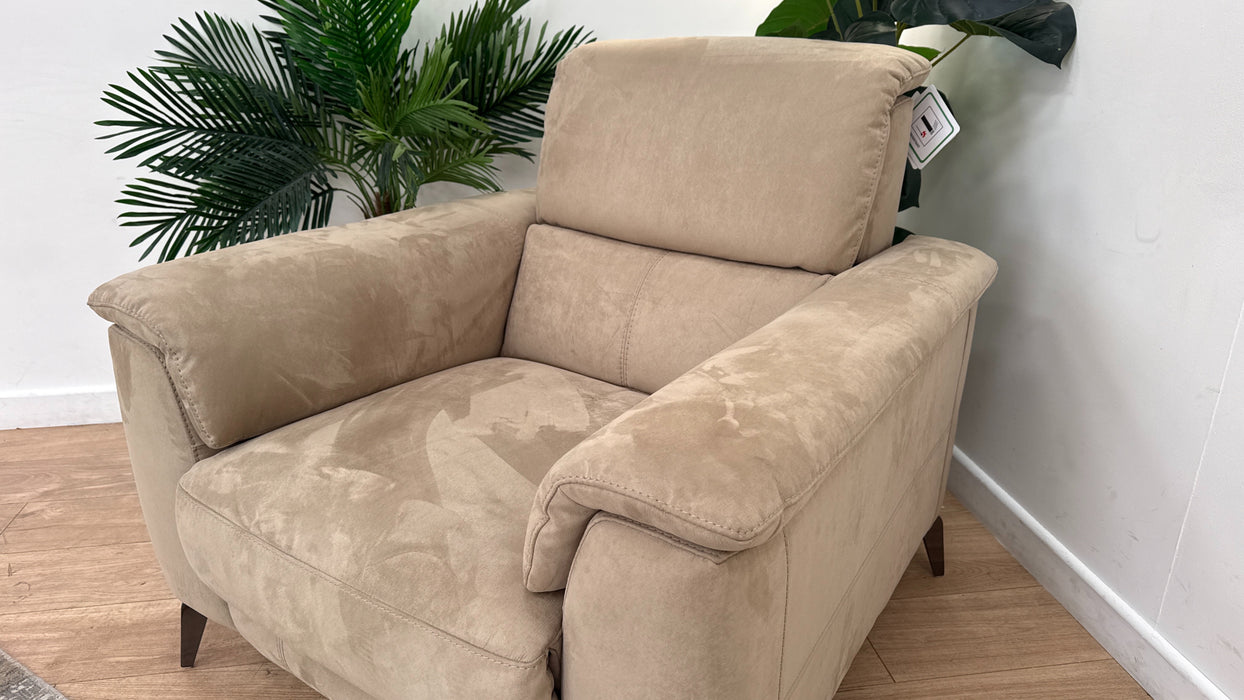 Sofology Illinois Fabric Chair Power Recliner/Headrest in Lifestyle Textured Taupe