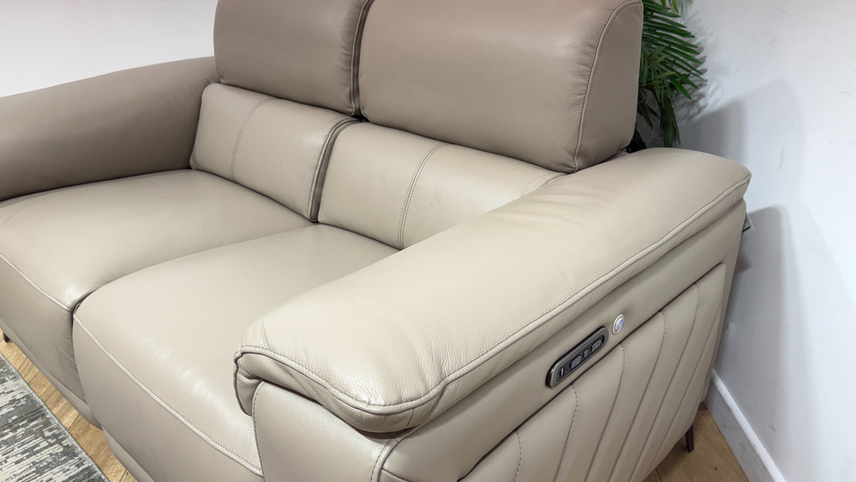 Sofology The Fratelli Leather 2 Seater Power Recliner/Headrest in Trusty Embossed Stone