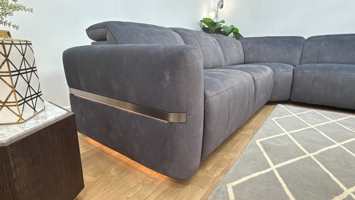 Sofology Lumiere Fabric 3 Corner 3 Power Recliner/Headrest Heated Seats in Lifestyle Flecked Charcoal
