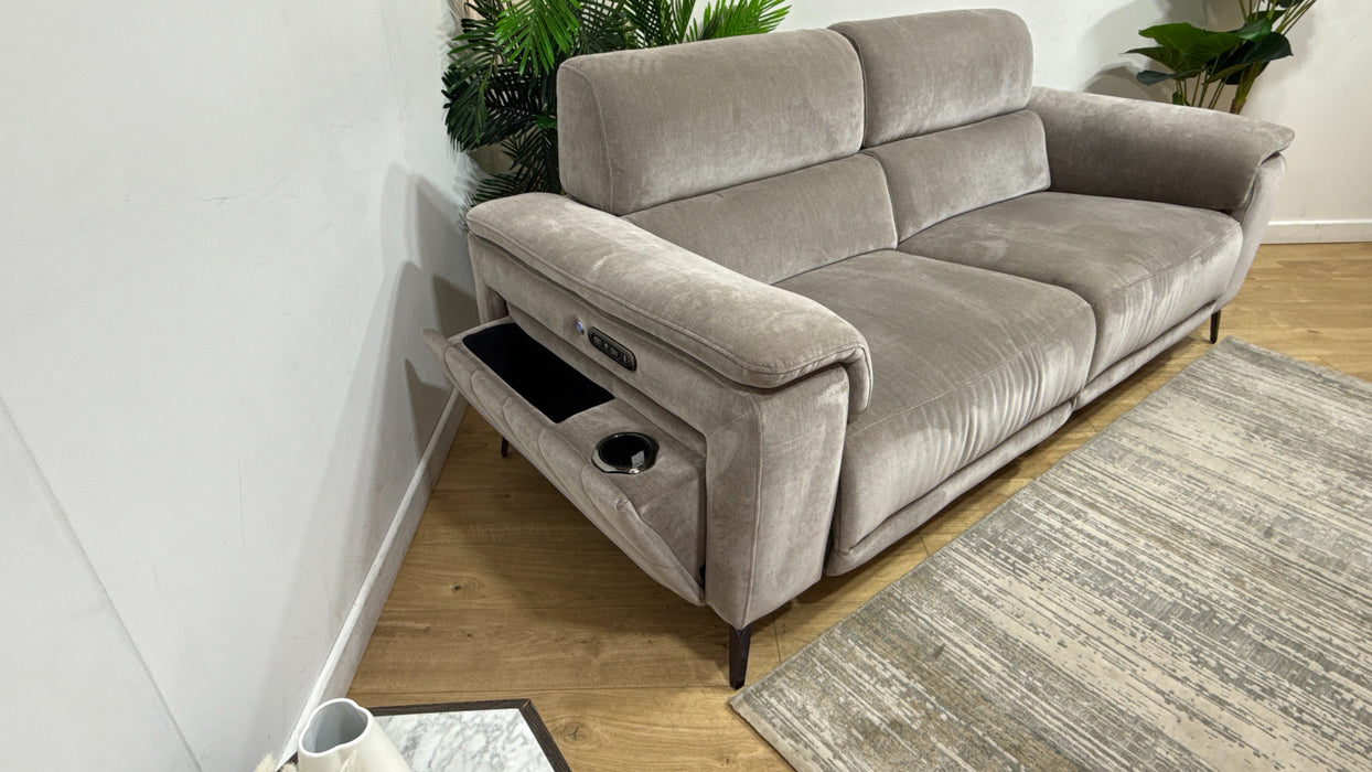 Sofology Fratelli Fabric 2.5 Seater Power Recliner/Headrest in Relaxed Chenille Nutmeg
