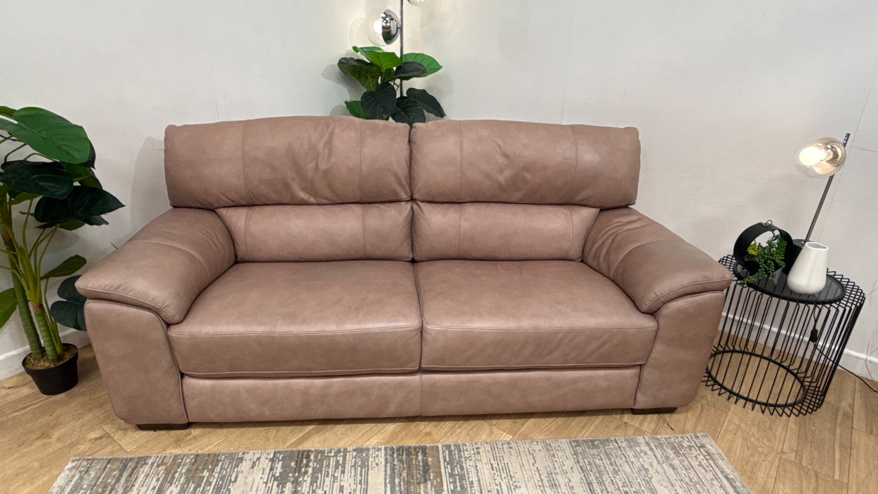Sofology Santina Leather 3 Seater in Relaxed Soft Stone
