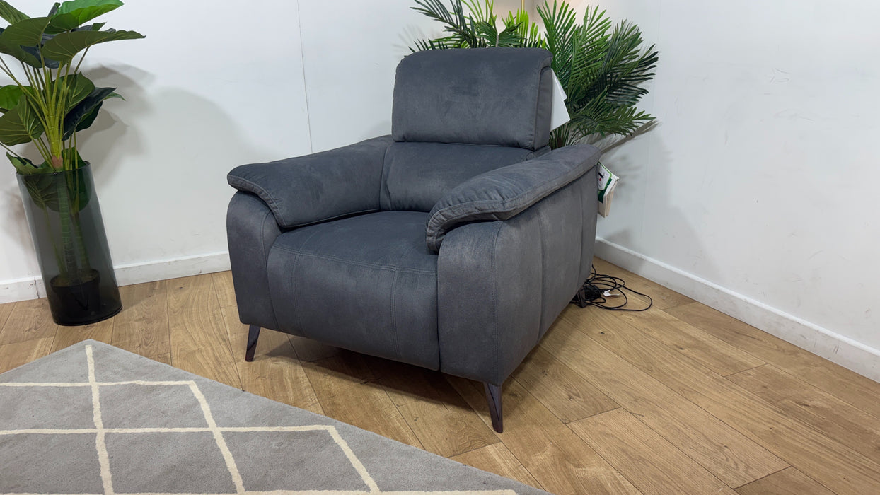 Sofology Bailey Fabric Chair Power Recliner in Lifestyle Flecked Charcoal