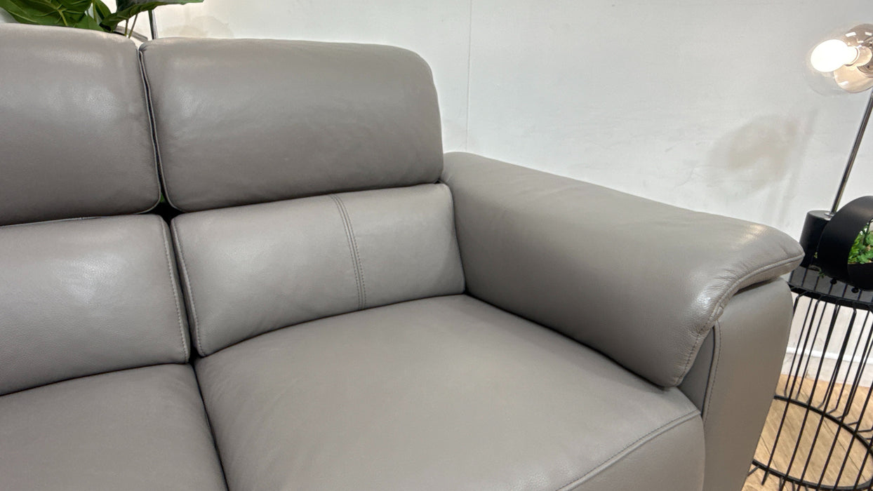 Sofology Fratelli Leather 2 Seater Power Recliner/Headrest in Trusty Embossed Elephant
