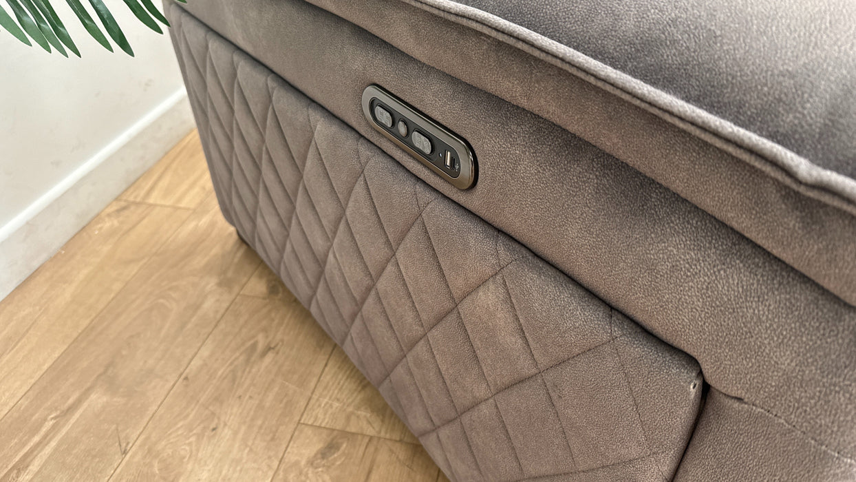 Sofology Benz Fabric 3 Seater Power Recliner/Headrest in Lifestyle Flecked Mocha