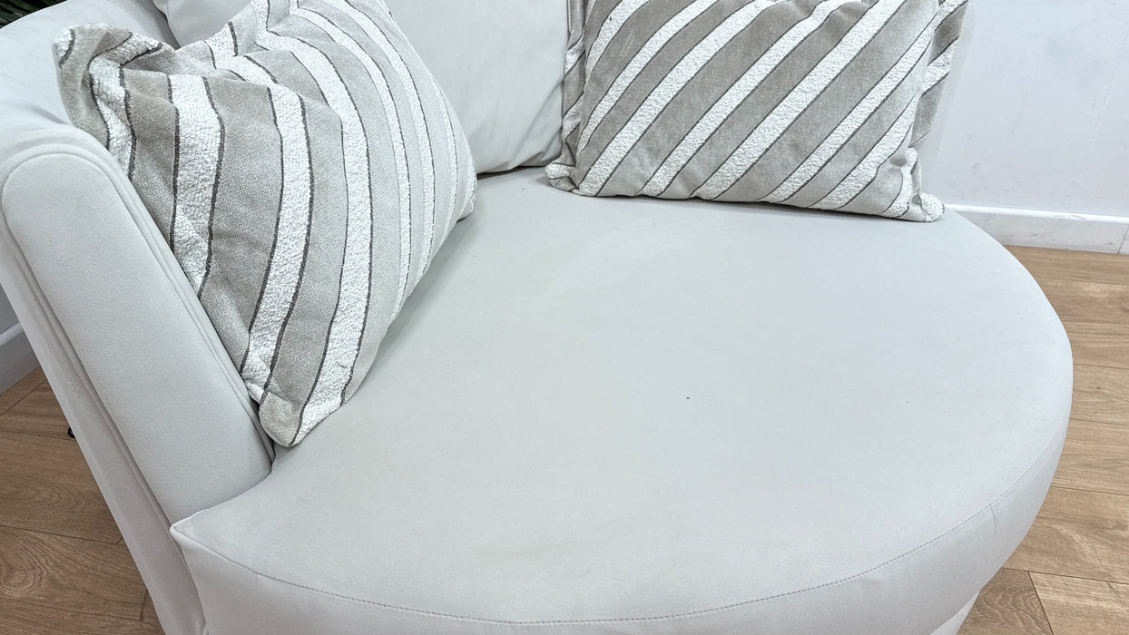 Sofology Oscar Fabric Large Swivel Chair in Super Matt Velvet Ecru Mix