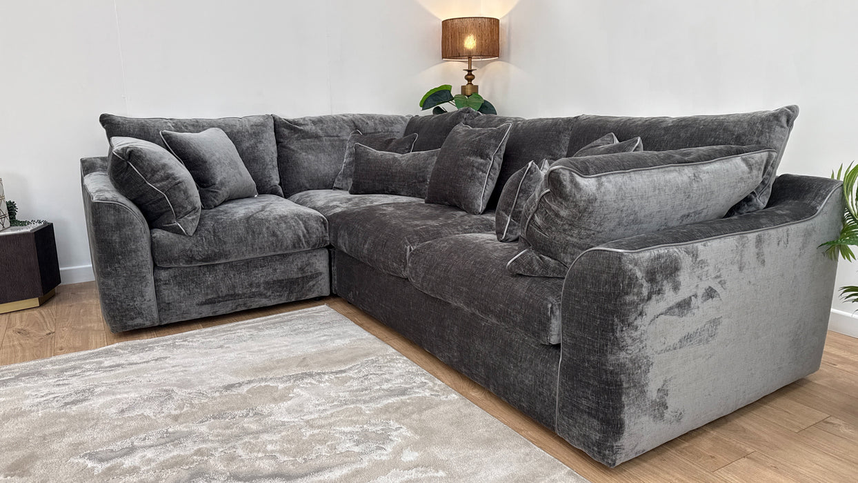 Sofology The Georgio 1 Corner 3 Fabric Sofa in Georgio Luxe Chenille Grey Mix