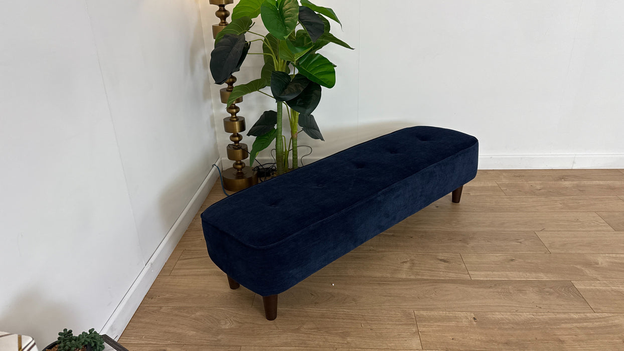 Sofology Cricket Fabric Footstool in Smooth Textured Chenille Navy