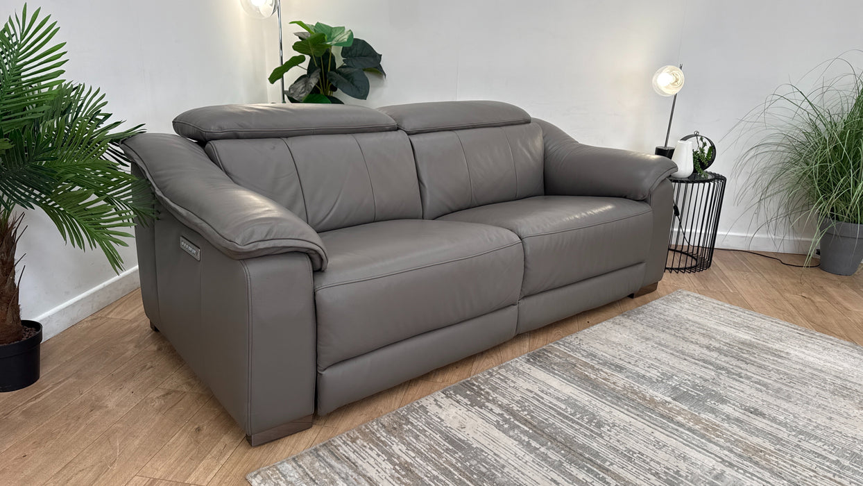 Sofology Carrera Leather 2.5 Seater Power Recliner/Headrest in Trusty Embossed Elephant