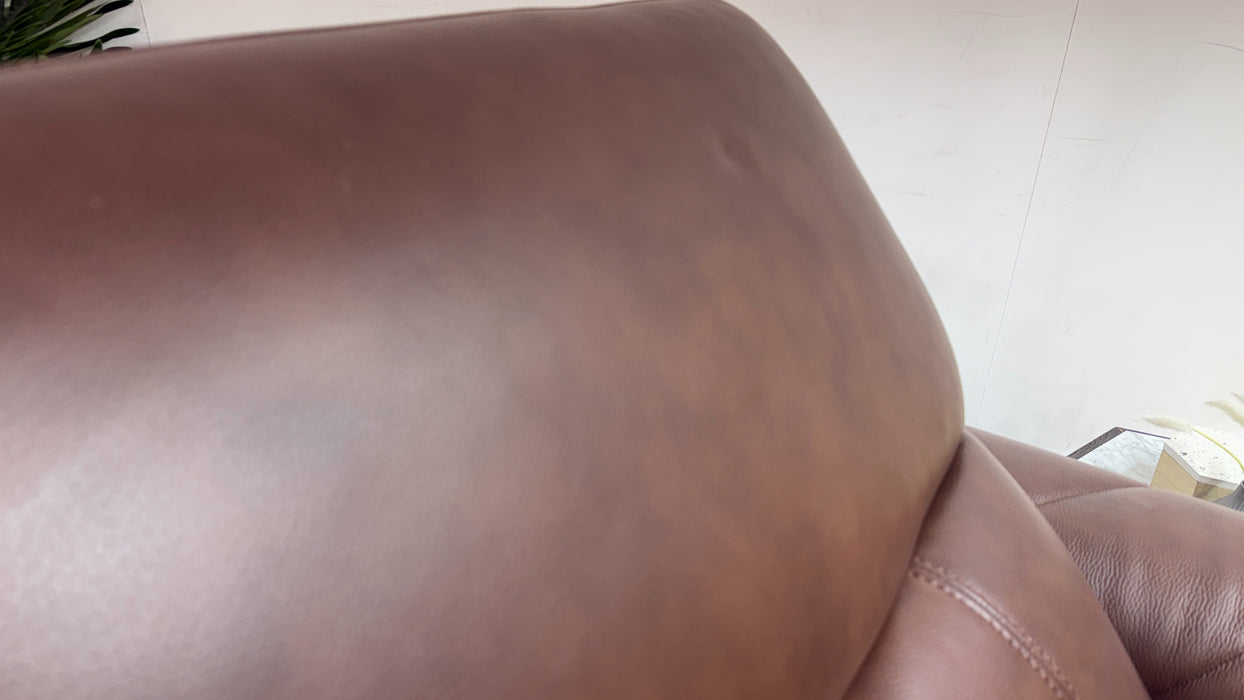 Sofology Allure Fabric 2 Seater Power Recliner/Headrest Heated Seats Lumbar Support Speakers in Trusty Embossed Chestnut
